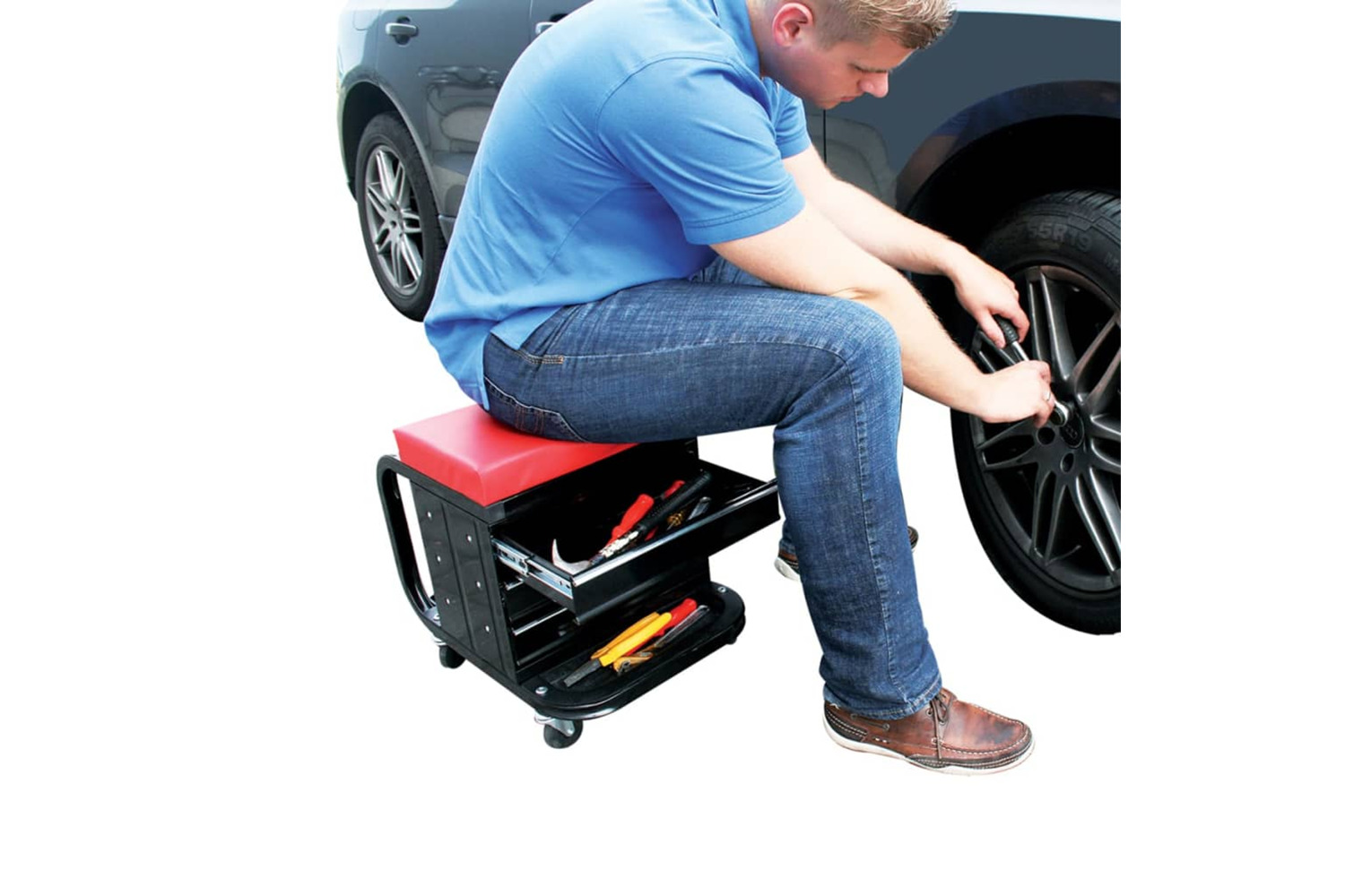 Proplus 404084 Mobile Workshop Roller Seat With Storage 580526