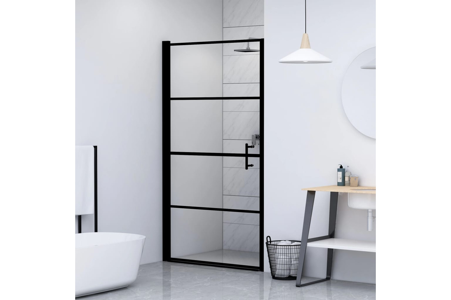 vidaXL 145671 Shower Door Tempered Glass 81x195cm Black