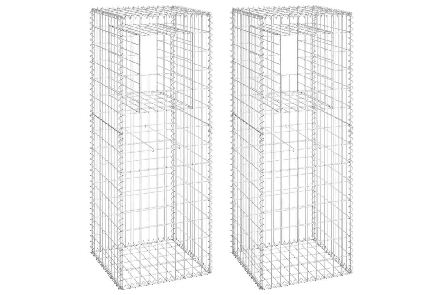 vidaXL 151271 Gabion Basket Posts 2 Pcs 50x50x140cm Iron