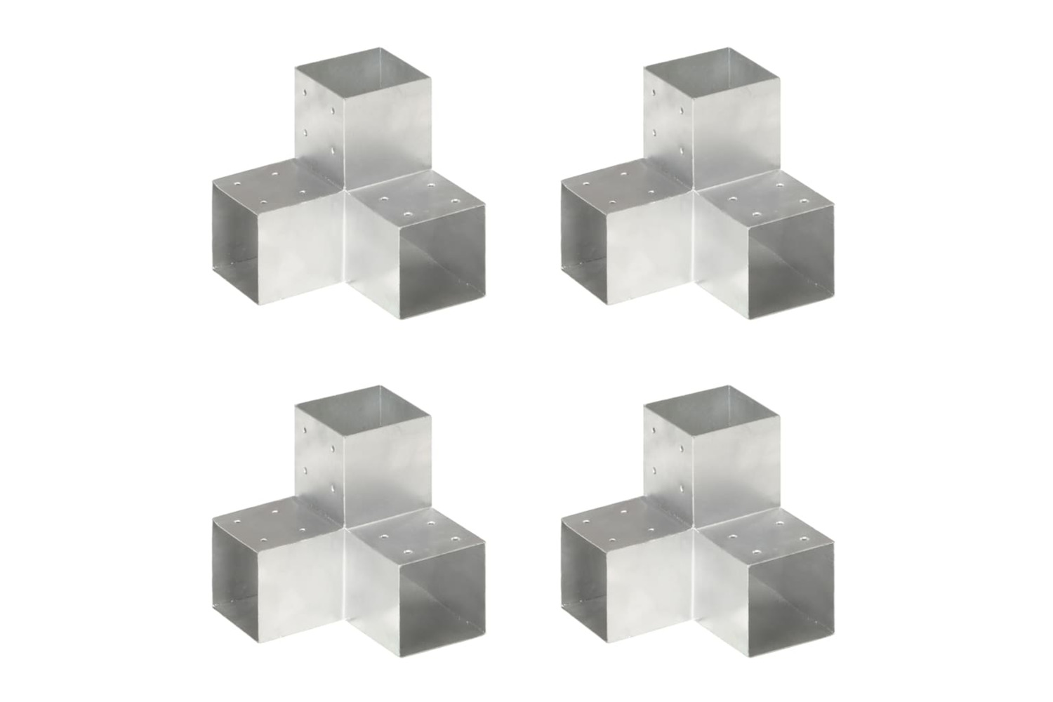 vidaXL 145482 Post Connectors 4 Pcs Y Shape Galvanised Metal 101x101mm