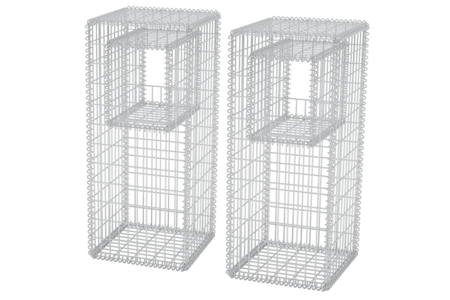 vidaXL 142544 Gabion Basket Posts/planters 2 Pcs Steel 50x50x120cm