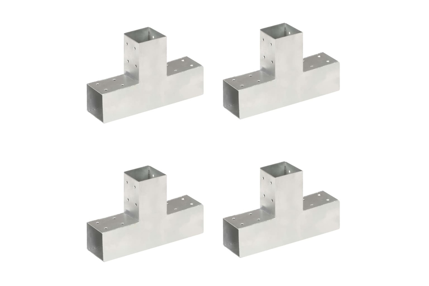 vidaXL 145456 Post Connectors 4 Pcs T Shape Galvanised Metal 71x71mm