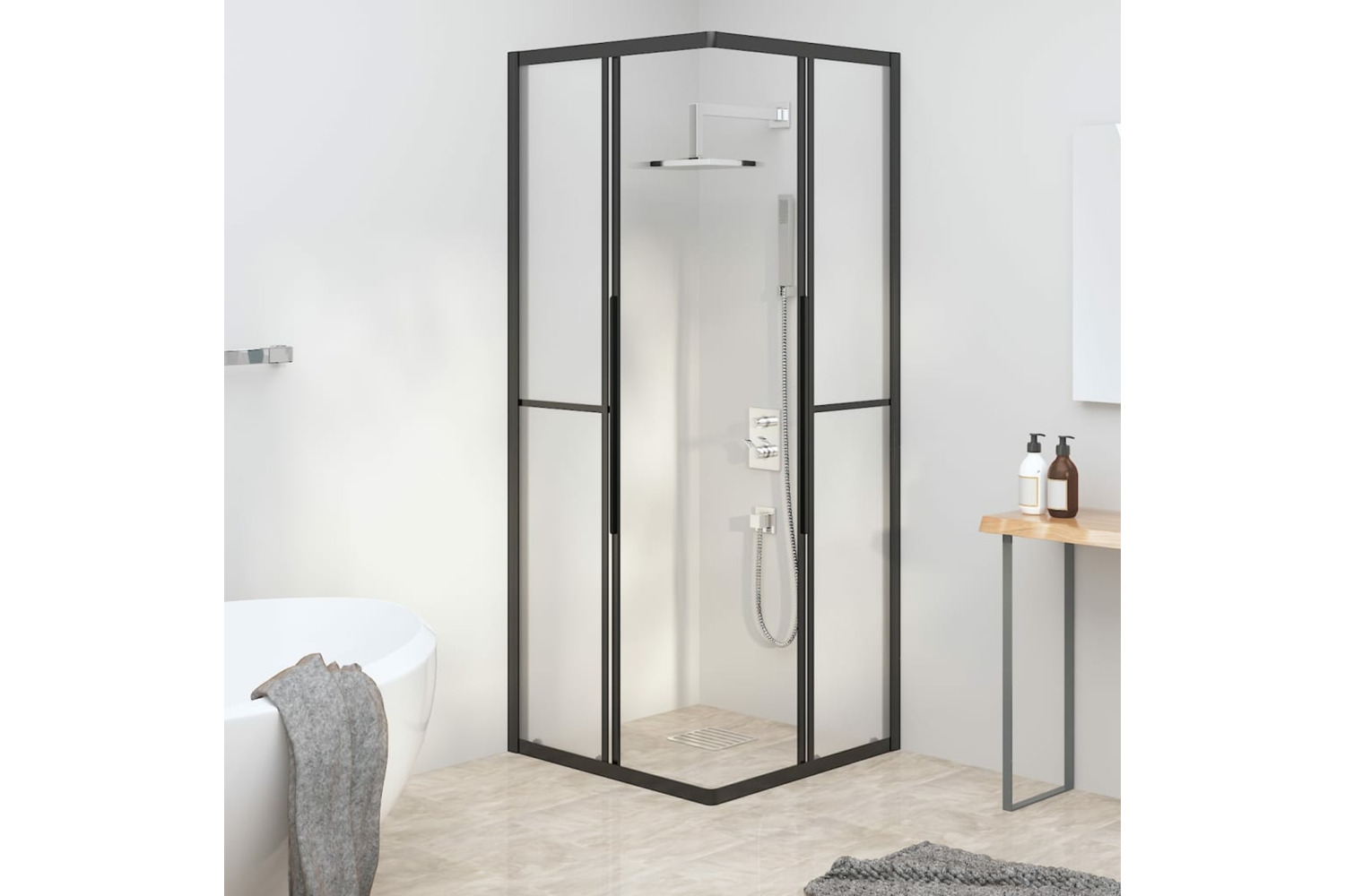 vidaXL 151857 Shower Cabin Frosted Esg 80x80x180cm Black