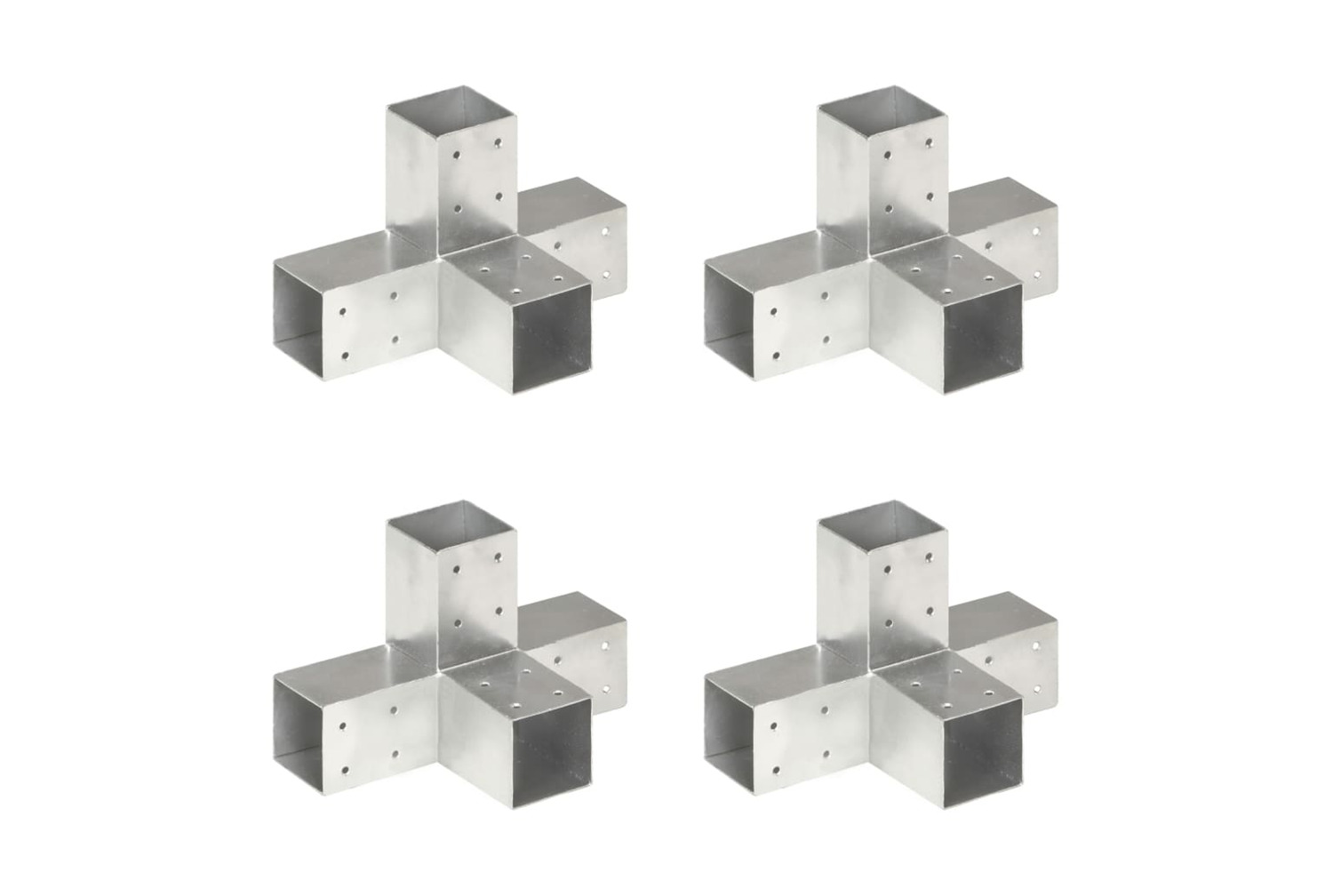 vidaXL 145460 Post Connectors 4 Pcs X Shape Galvanised Metal 71x71mm