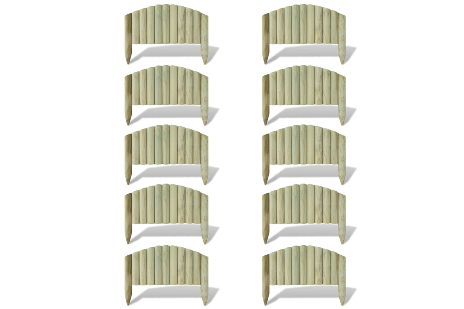 vidaXL 41401 Lawn Log Panels 10 Pcs Wood 55cm