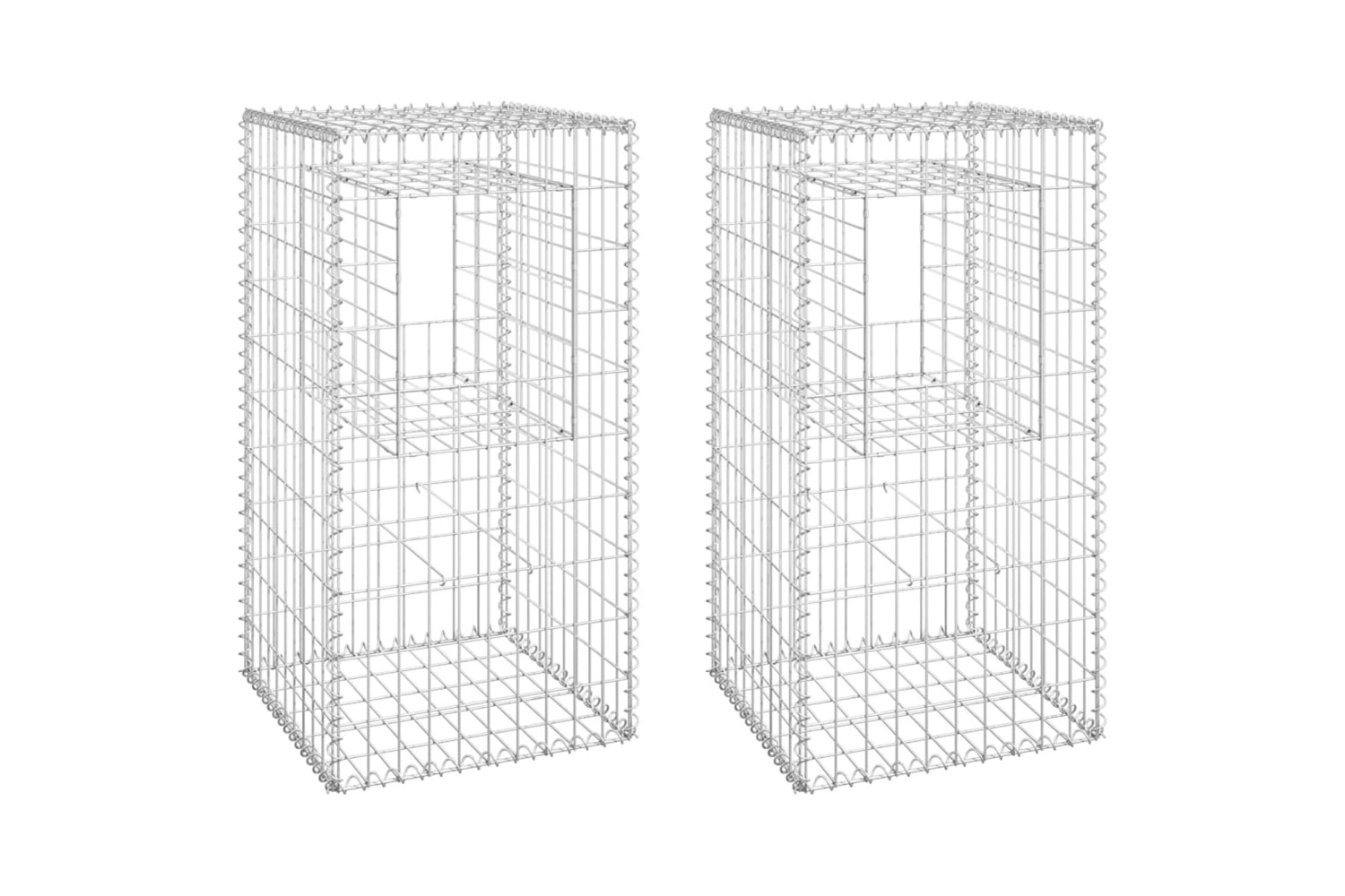 vidaXL 151269 Gabion Basket Posts 2 Pcs 50x50x100cm Iron