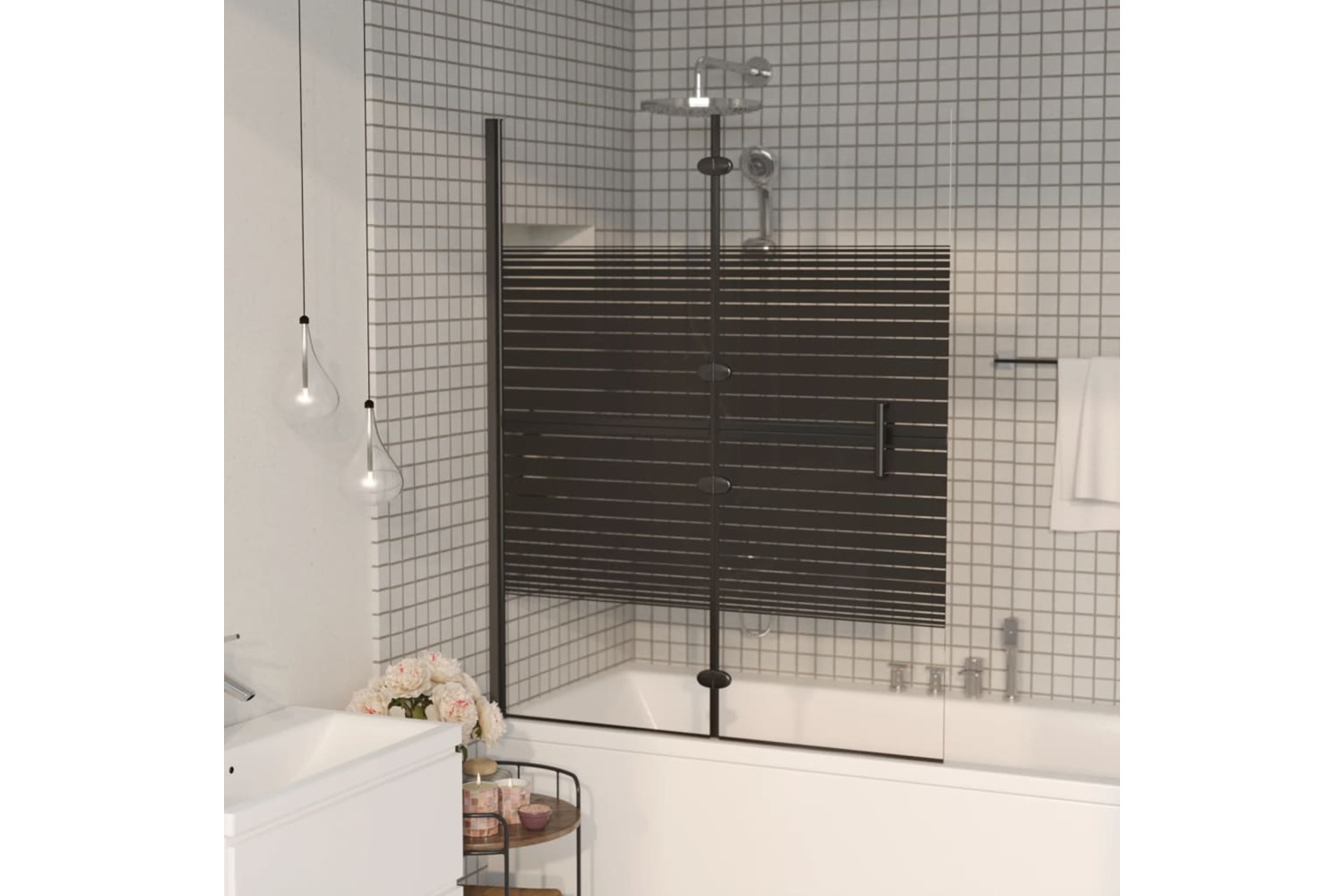 vidaXL 150742 Folding Shower Enclosure Esg 120x140cm Black