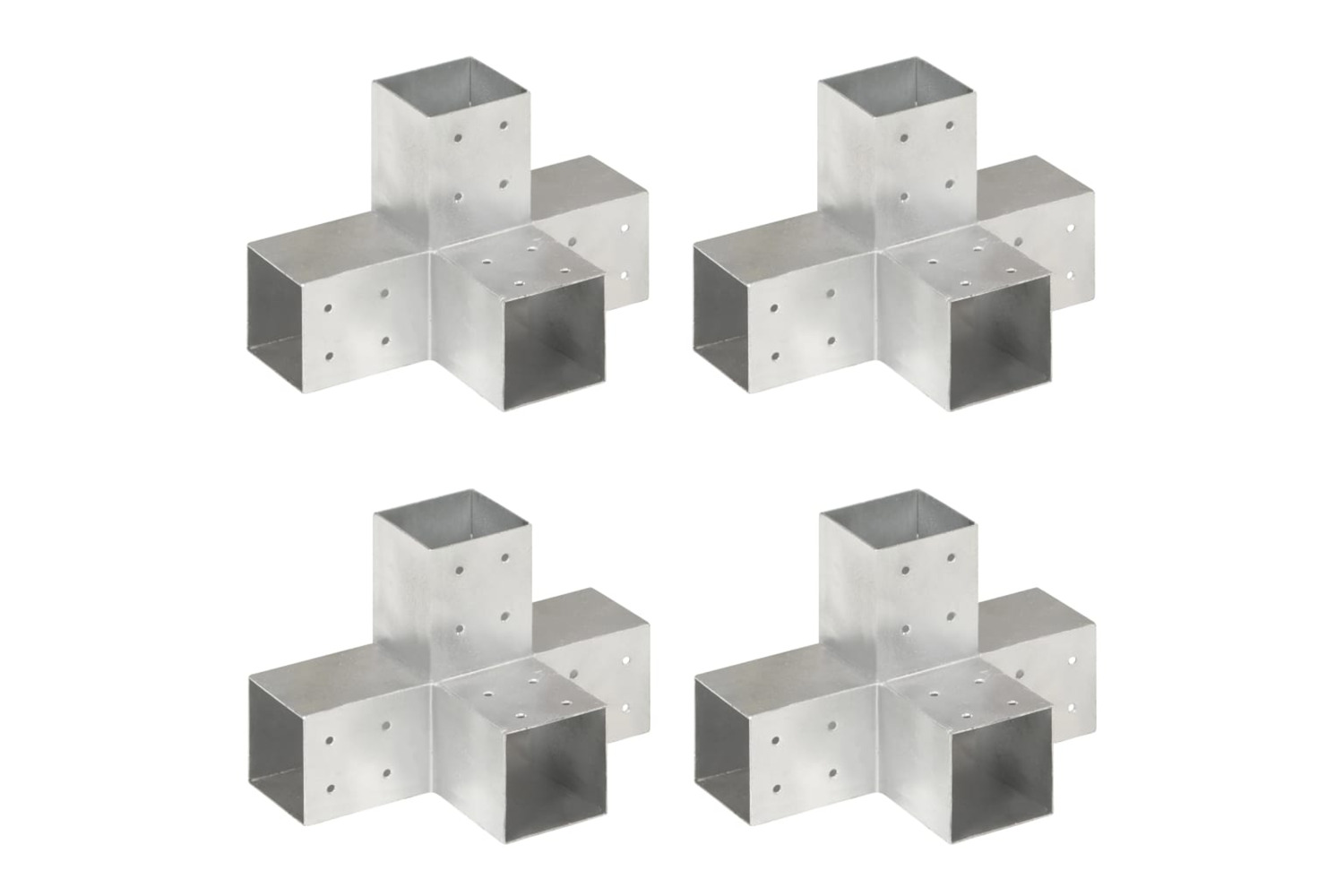 vidaXL 145468 Post Connectors 4 Pcs X Shape Galvanised Metal 81x81mm