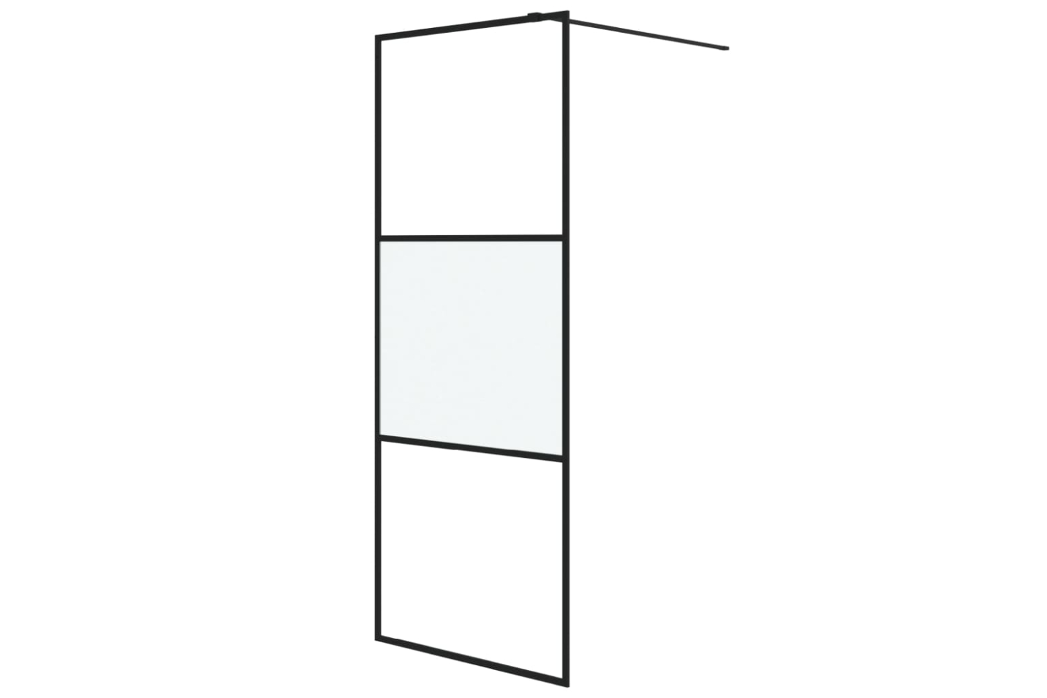 vidaXL 152105 Walk-in Shower Wall Black 80x195cm Half Frosted Esg Glass