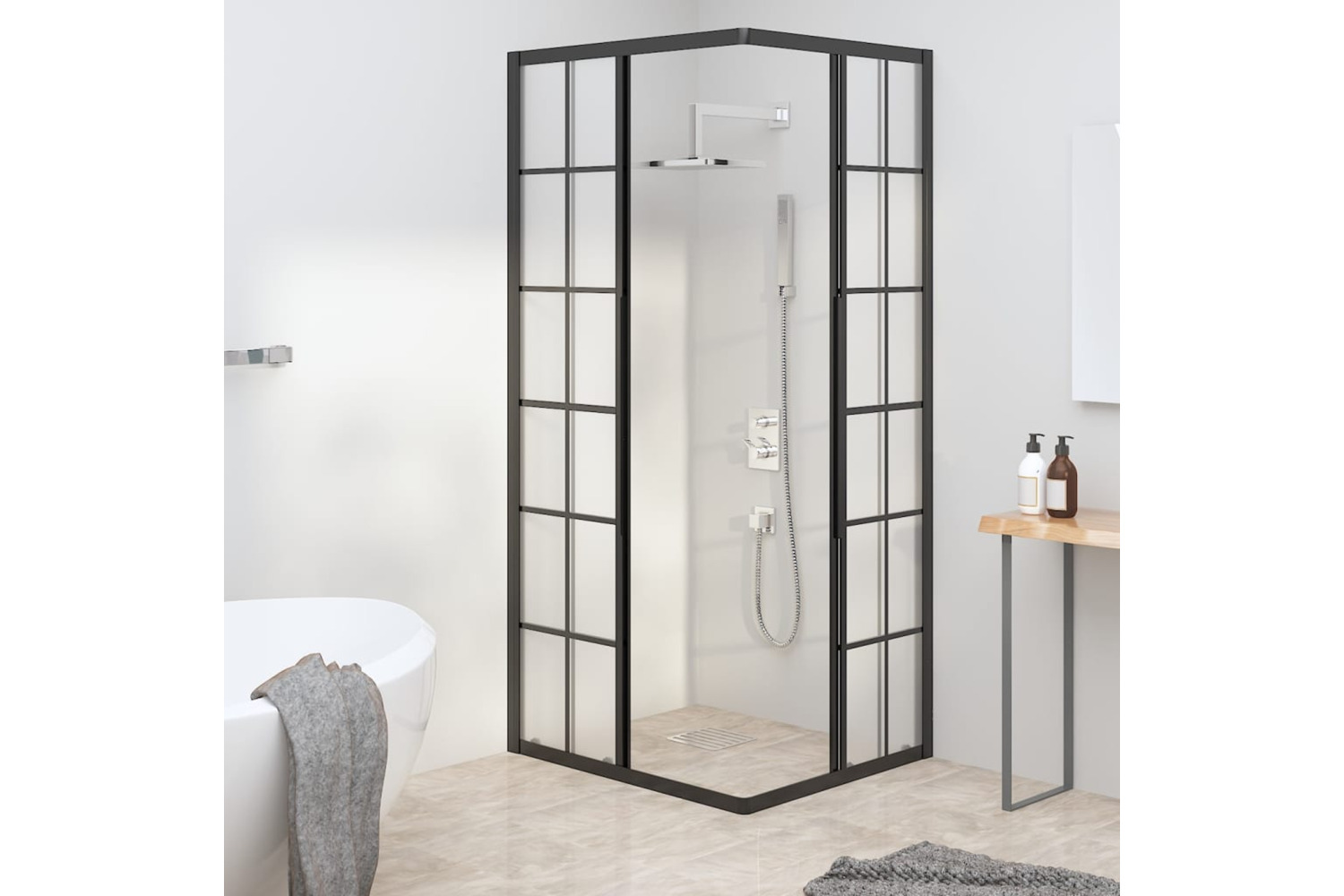 vidaXL 151860 Shower Cabin Frosted Esg 80x70x180cm Black