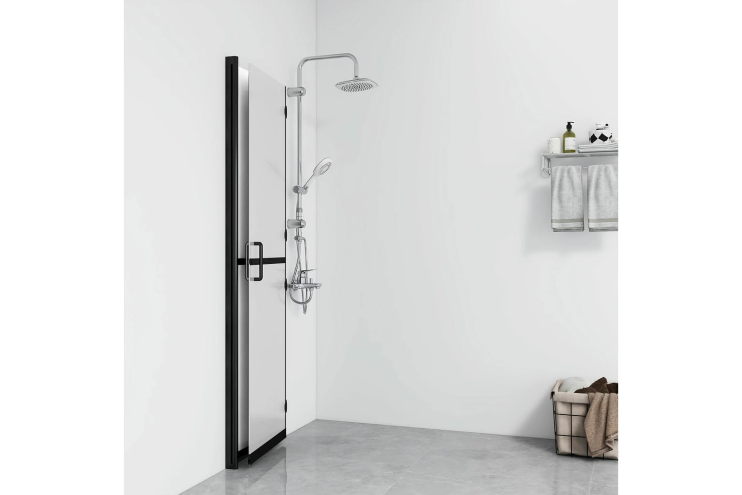 vidaXL 151193 Foldable Walk-in Shower Wall Frosted Esg Glass 80x190cm