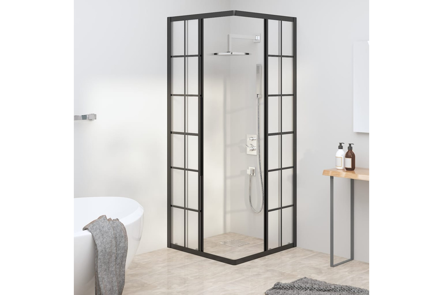 vidaXL 151859 Shower Cabin Frosted Esg 70x70x180cm Black