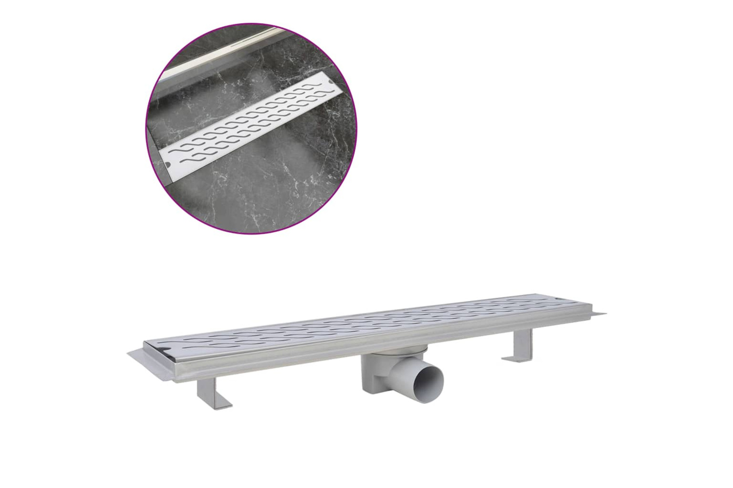 vidaXL 142184 Linear Shower Drain Wave 630x140mm Stainless Steel