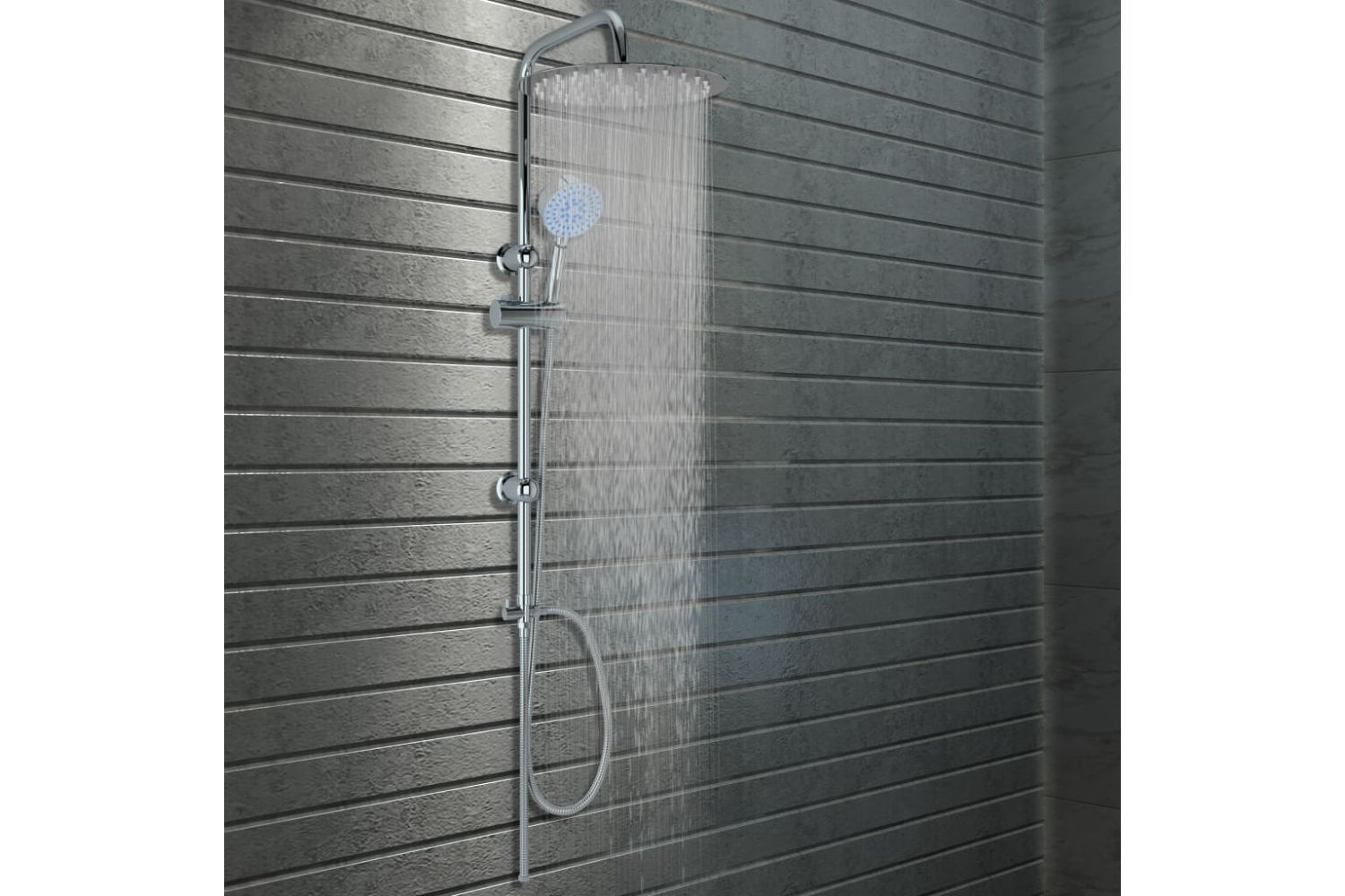 vidaXL 145056 Dual Head Shower Set With Hand Shower Stainless Steel