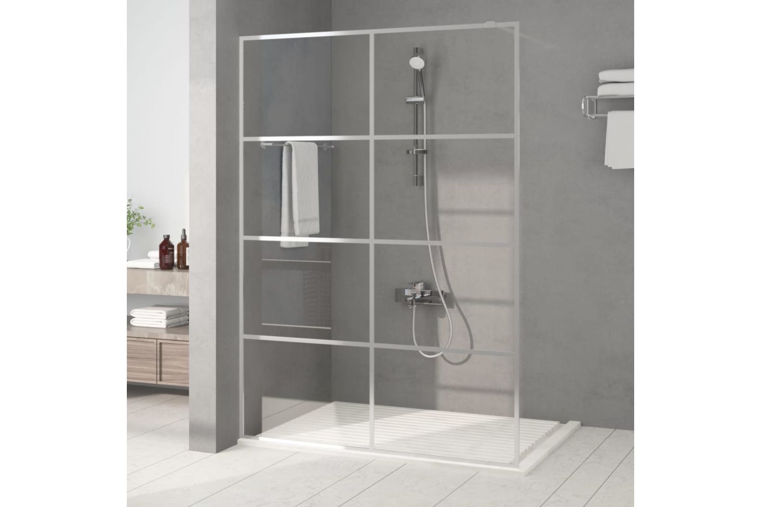 vidaXL 152139 Walk-in Shower Wall Silver 140x195cm Clear Esg Glass