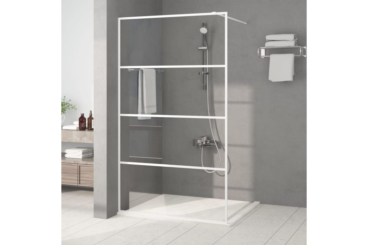 Vidaxl Walk-in Shower Wall White 115x195 Cm Clear Esg Glass