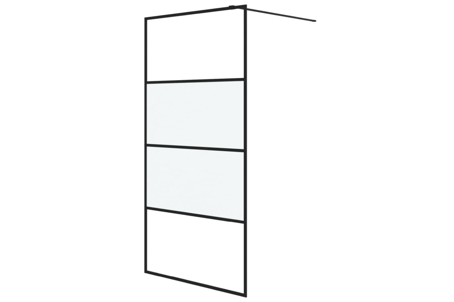 vidaXL 152127 Walk-in Shower Wall Black 100x195cm Half Frosted Esg Glass