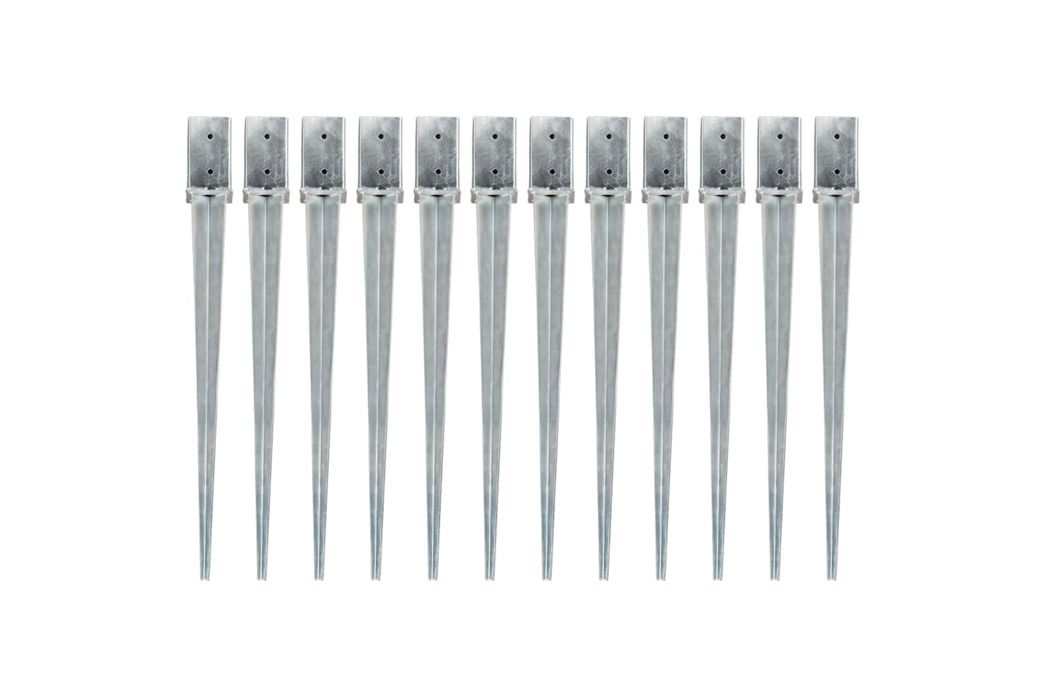 vidaXL 145412 Ground Spikes 12 Pcs Silver 8x8x91cm Galvanised Steel