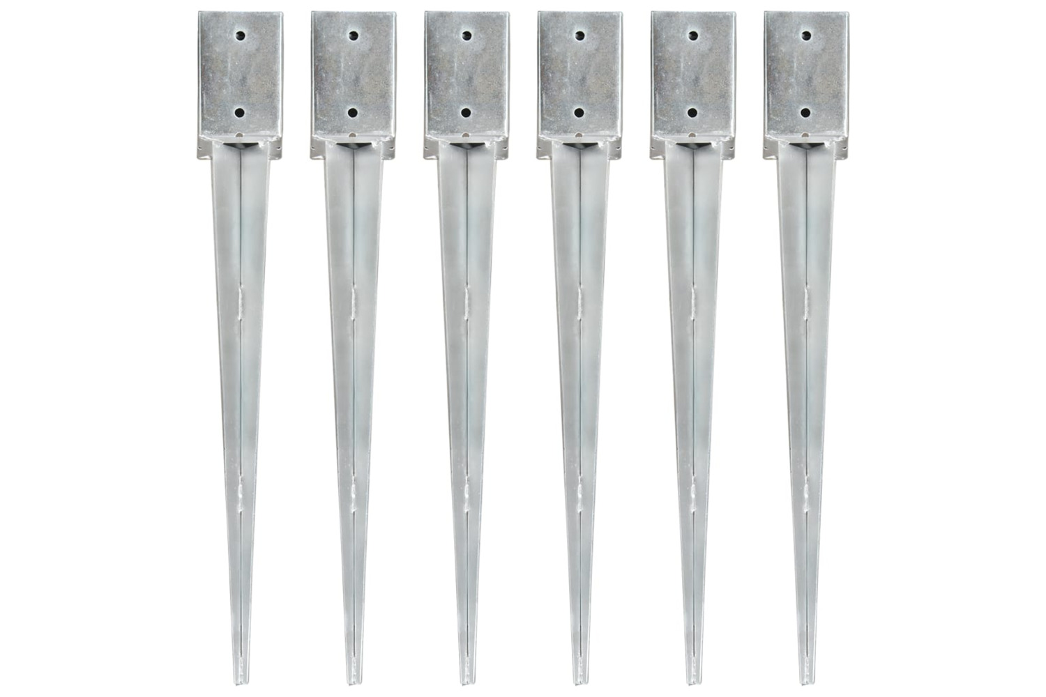 vidaXL 145414 Ground Spikes 6 Pcs Silver 9x9x75cm Galvanised Steel