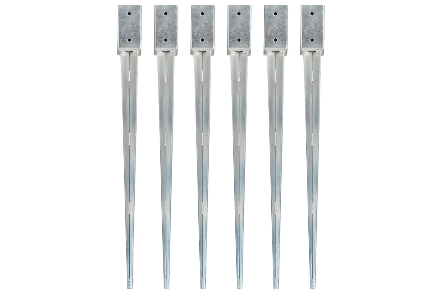 vidaXL 145405 Ground Spikes 6 Pcs Silver 7x7x90cm Galvanised Steel