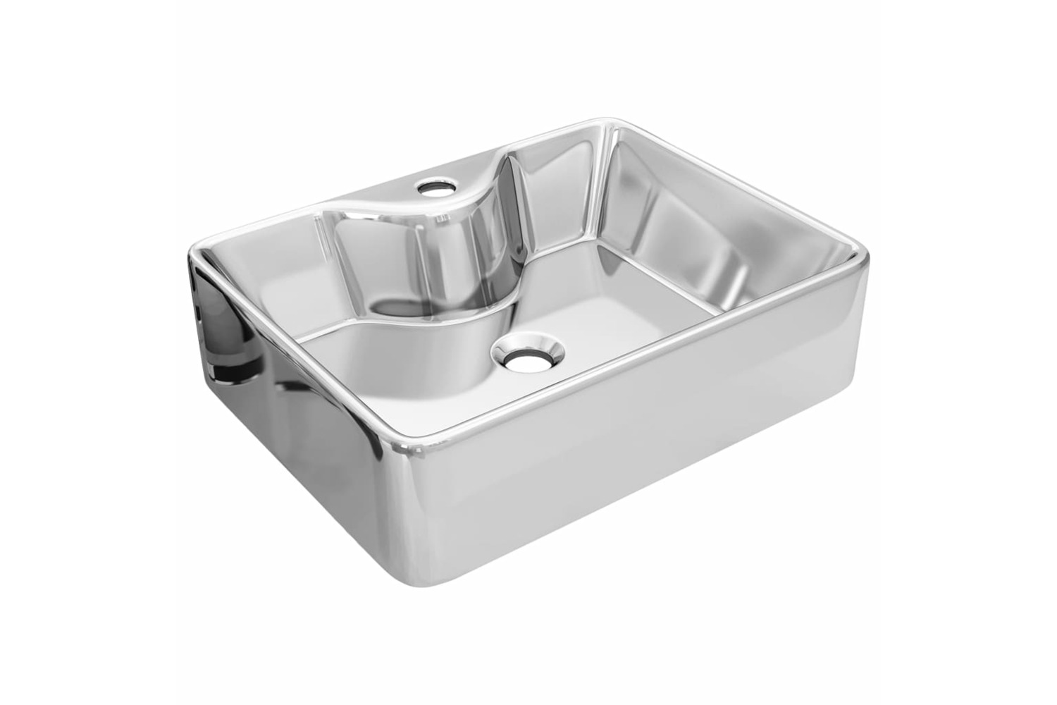vidaXL 143485 Wash Basin With Faucet Hole 48x37x13.5cm Ceramic Silver