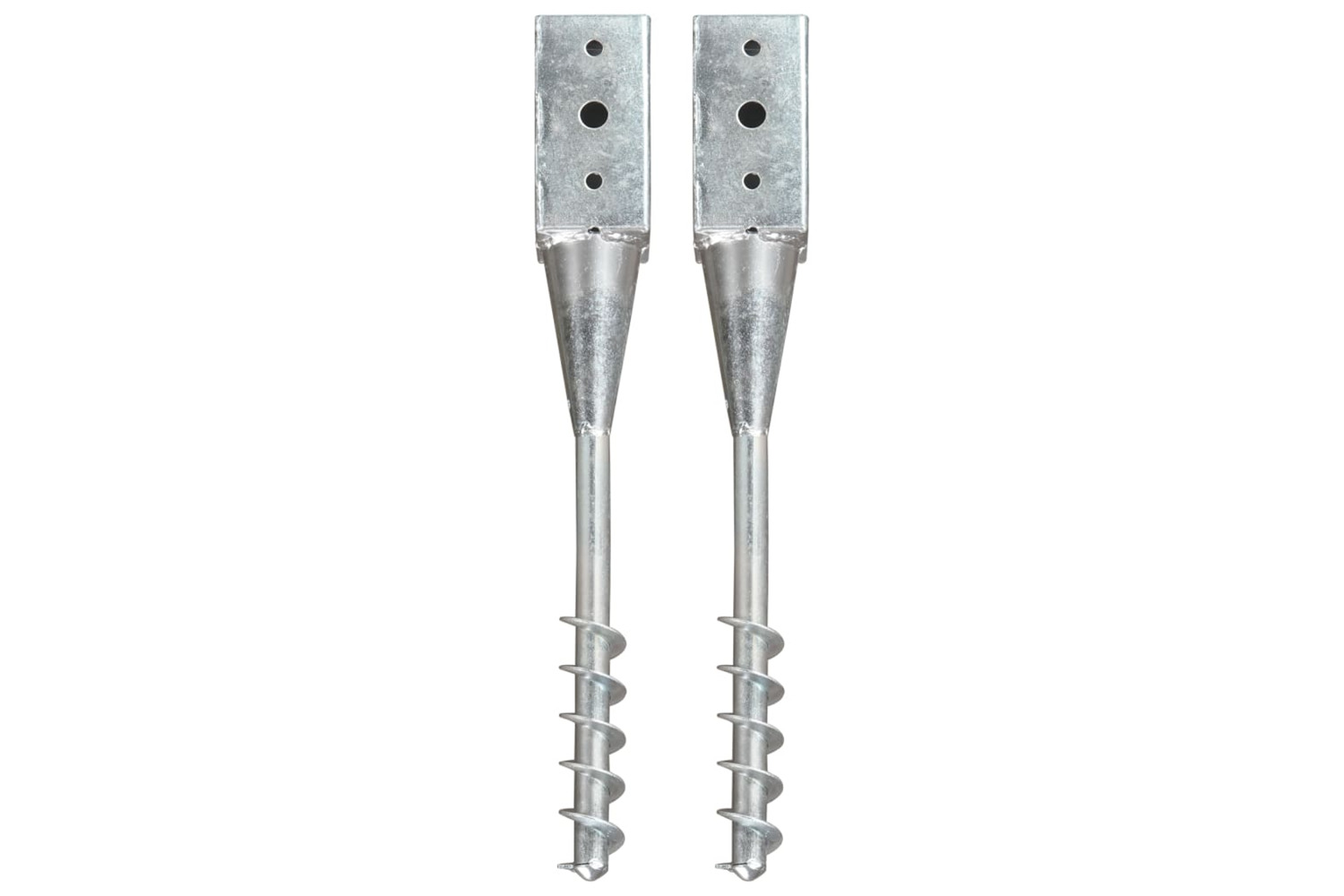 vidaXL 145435 Ground Spikes 2 Pcs Silver 7x7x56cm Galvanised Steel
