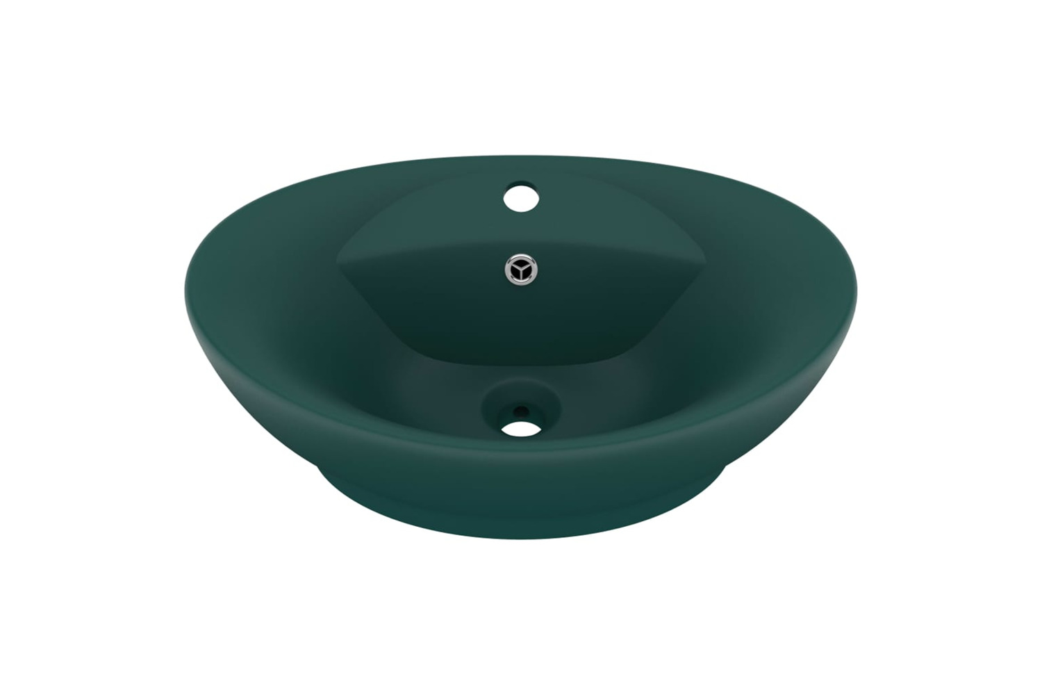 vidaXL 146937 Luxury Basin Overflow Oval Matt Dark Green 58.5x39cm Ceramic