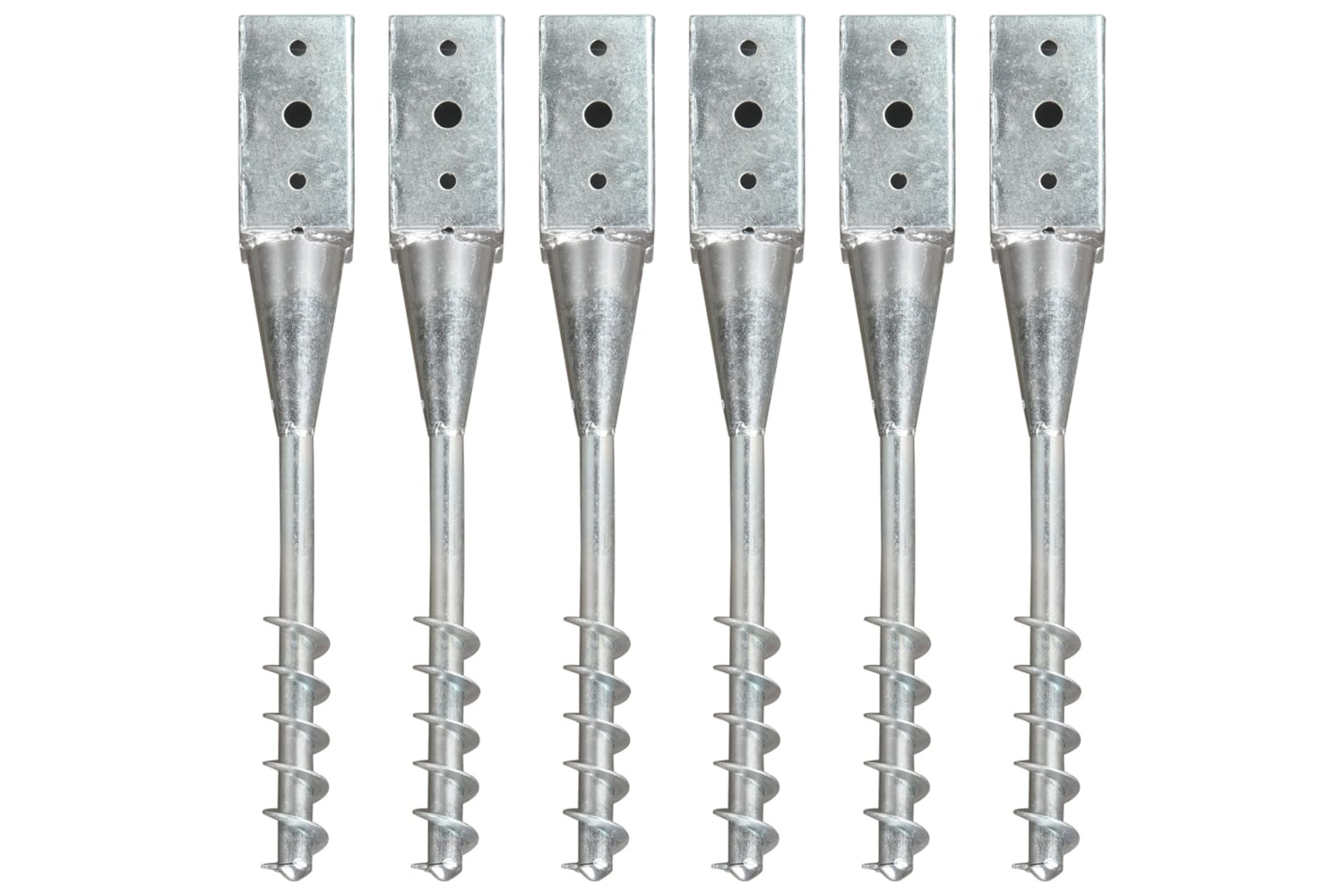vidaXL 145436 Ground Spikes 6 Pcs Silver 7x7x56cm Galvanised Steel