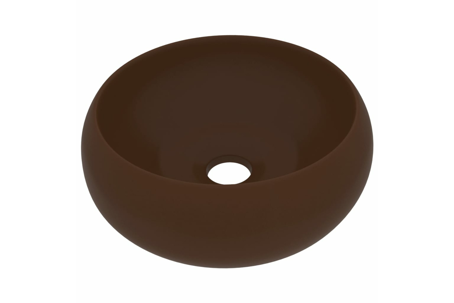 vidaXL 147006 Luxury Wash Basin Round Matt Dark Brown 40x15cm Ceramic