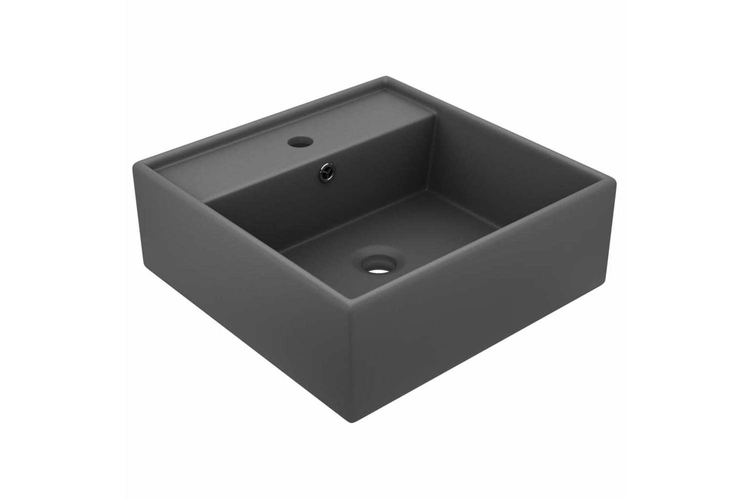 vidaXL 146950 Luxury Basin Overflow Square Matt Dark Grey 41x41cm Ceramic