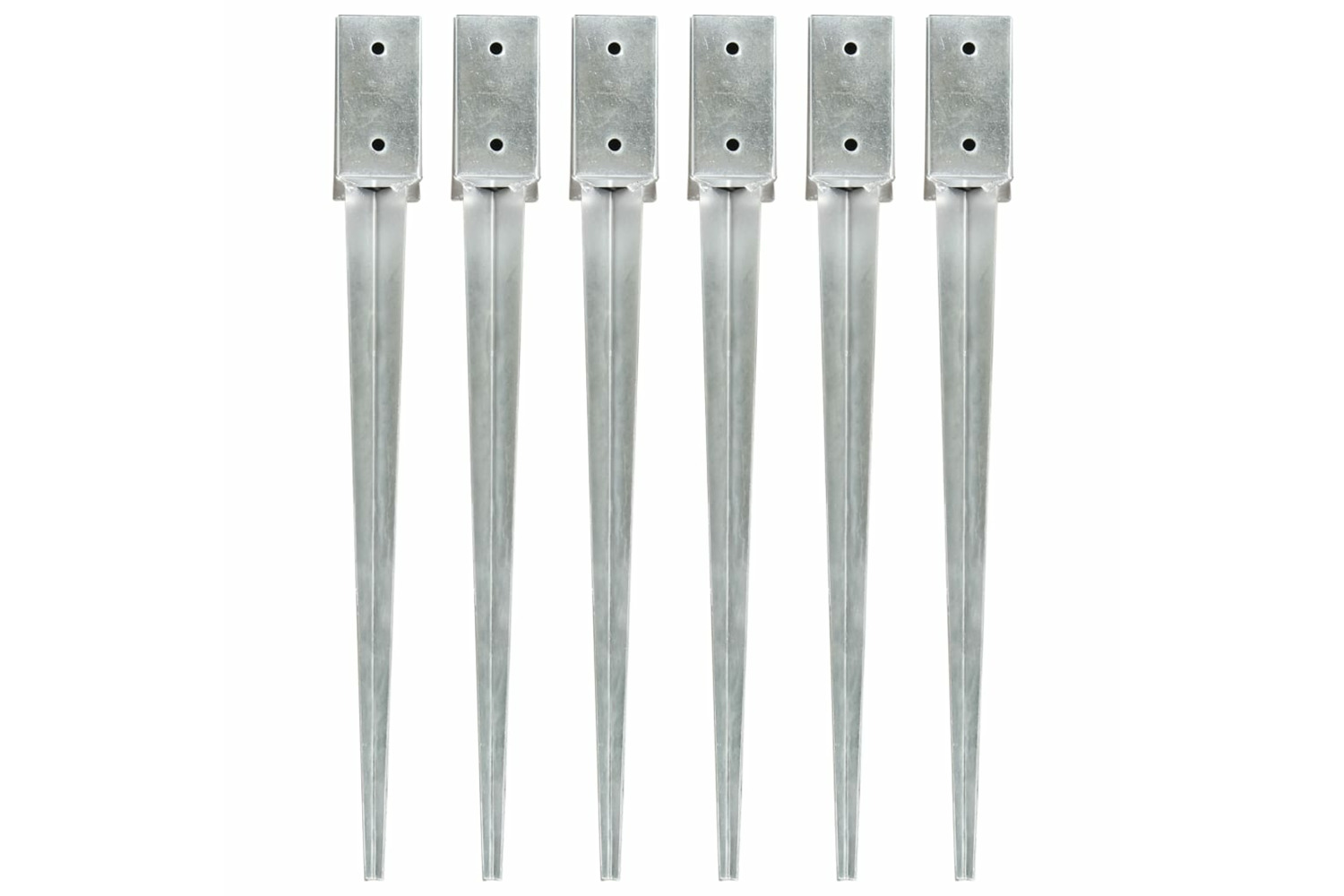 vidaXL 145402 Ground Spikes 6 Pcs Silver 7x7x75cm Galvanised Steel