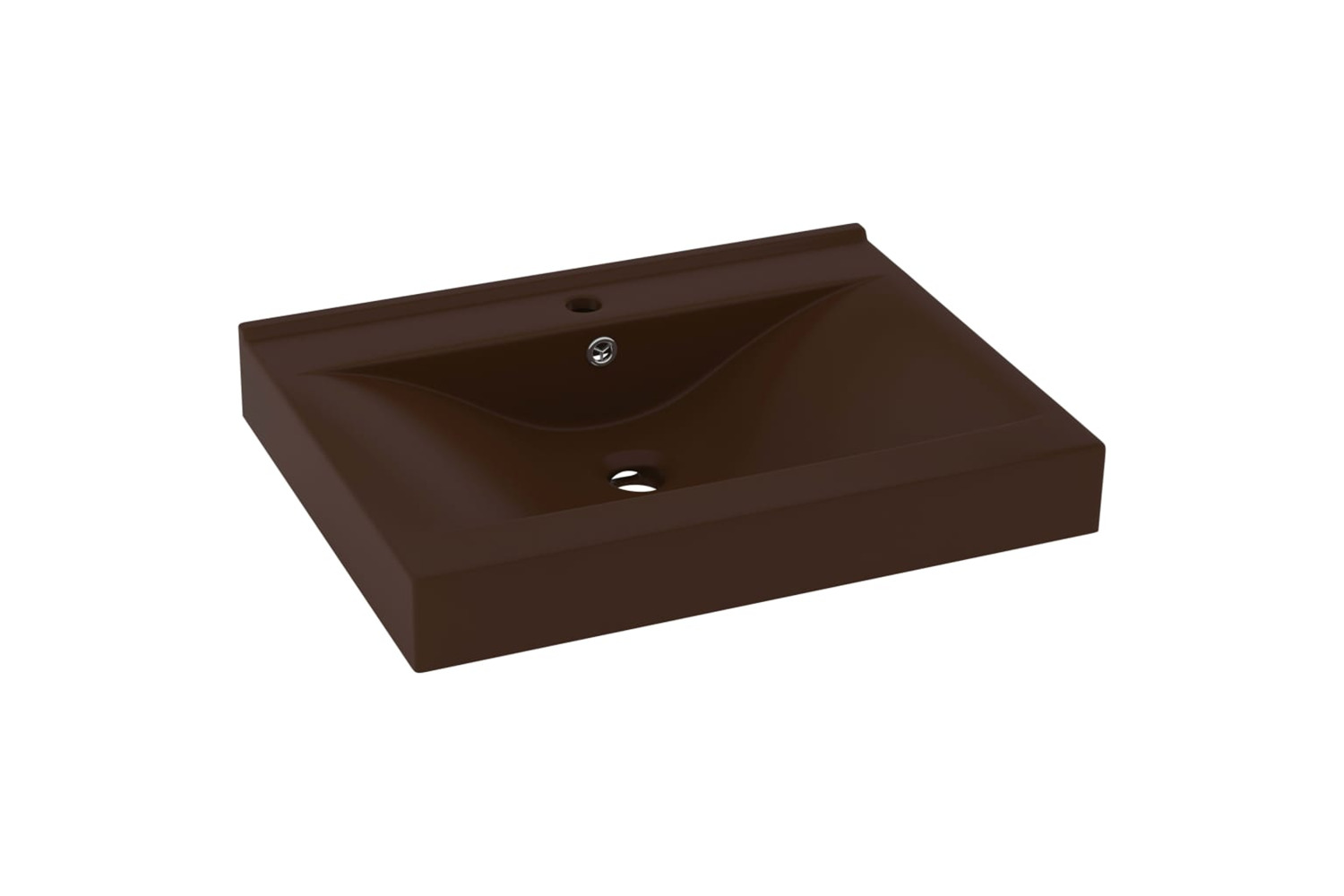 vidaXL 147028 Luxury Basin With Faucet Hole Matt Dark Brown 60x46cm Ceramic