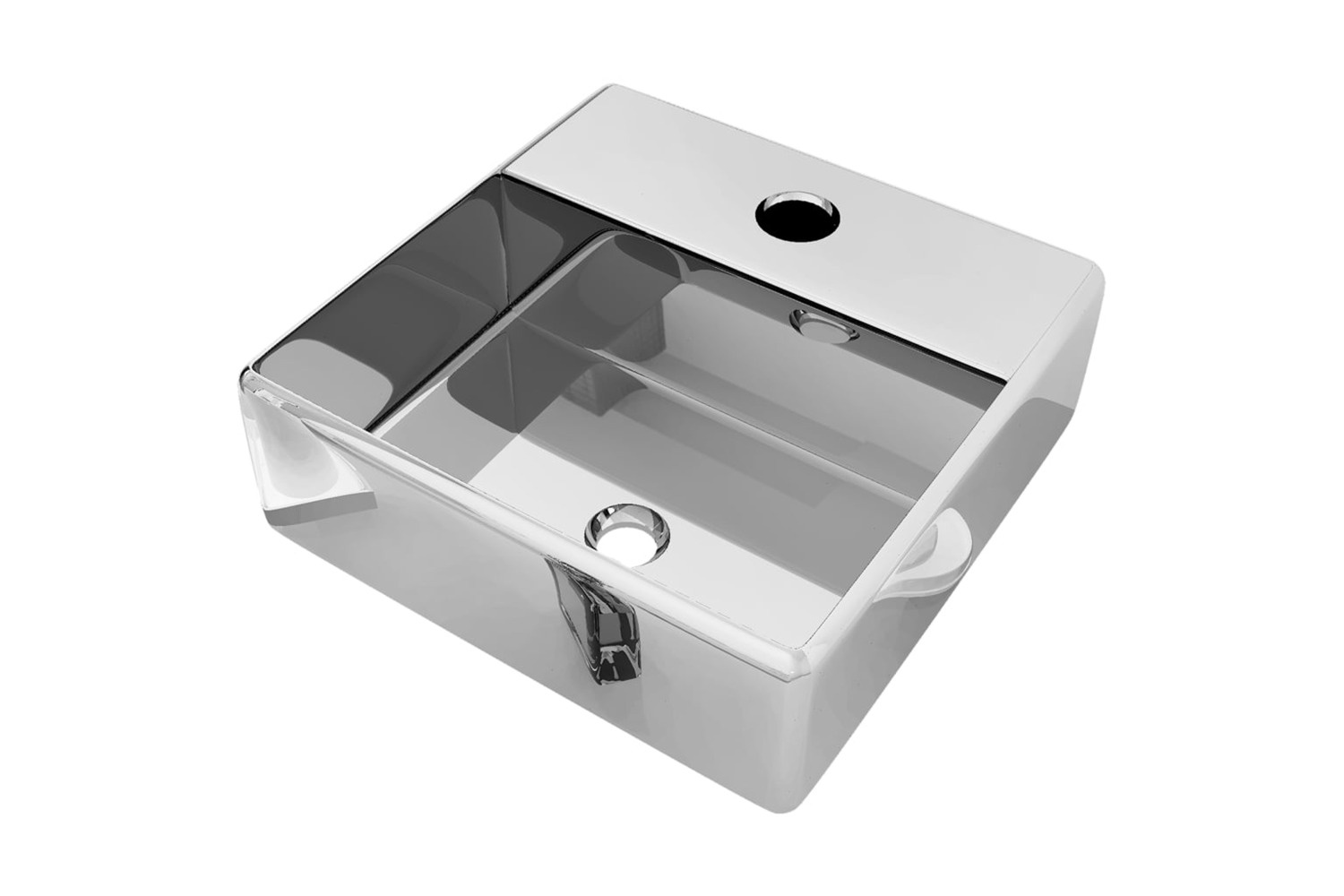 vidaXL 143487 Wash Basin With Faucet Hole 38x30x11.5cm Ceramic Silver