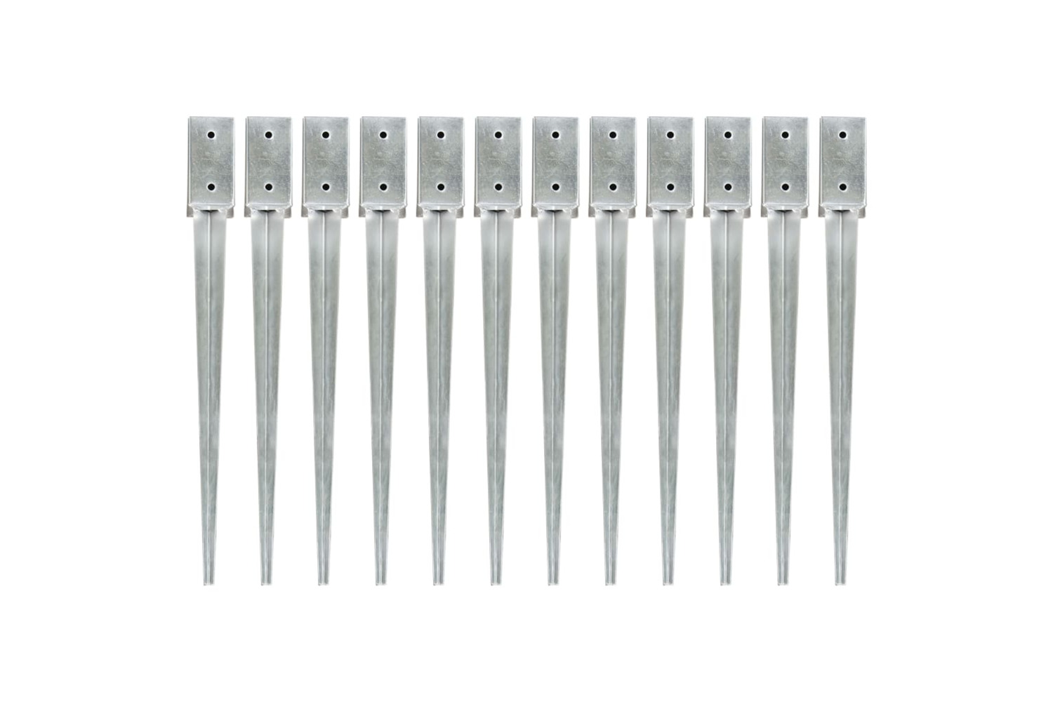 vidaXL 145403 Ground Spikes 12 Pcs Silver 7x7x75cm Galvanised Steel