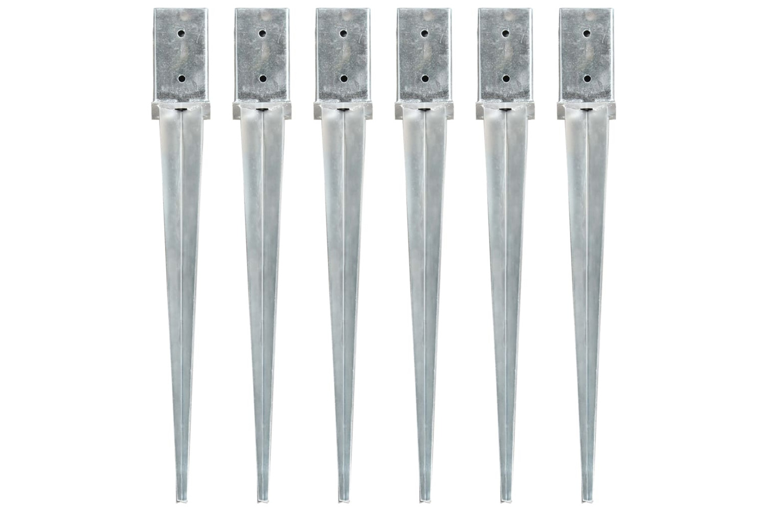 vidaXL 145408 Ground Spikes 6 Pcs Silver 8x8x76cm Galvanised Steel