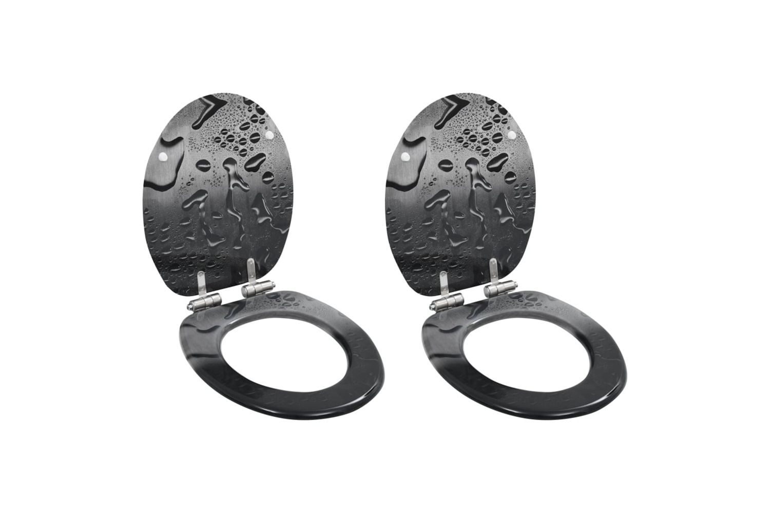 vidaXL 277001 Wc Toilet Seats 2 Pcs With Soft Close Lids Mdf Water Drop Design