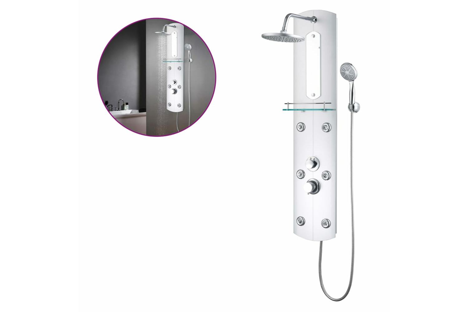 vidaXL 142994 Shower Panel Unit 25x43x120cm Silver