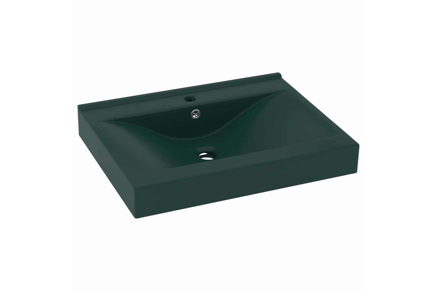 vidaXL 147025 Luxury Basin With Faucet Hole Matt Dark Green 60x46cm Ceramic