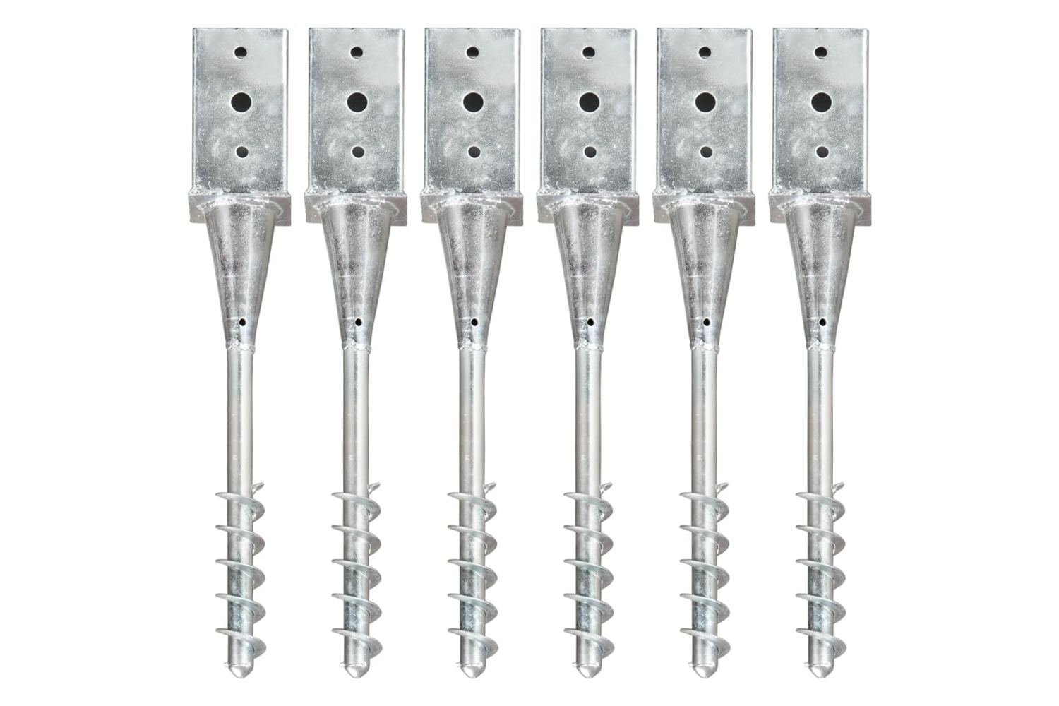 vidaXL 145438 Ground Spikes 6 Pcs Silver 8x8x57cm Galvanised Steel