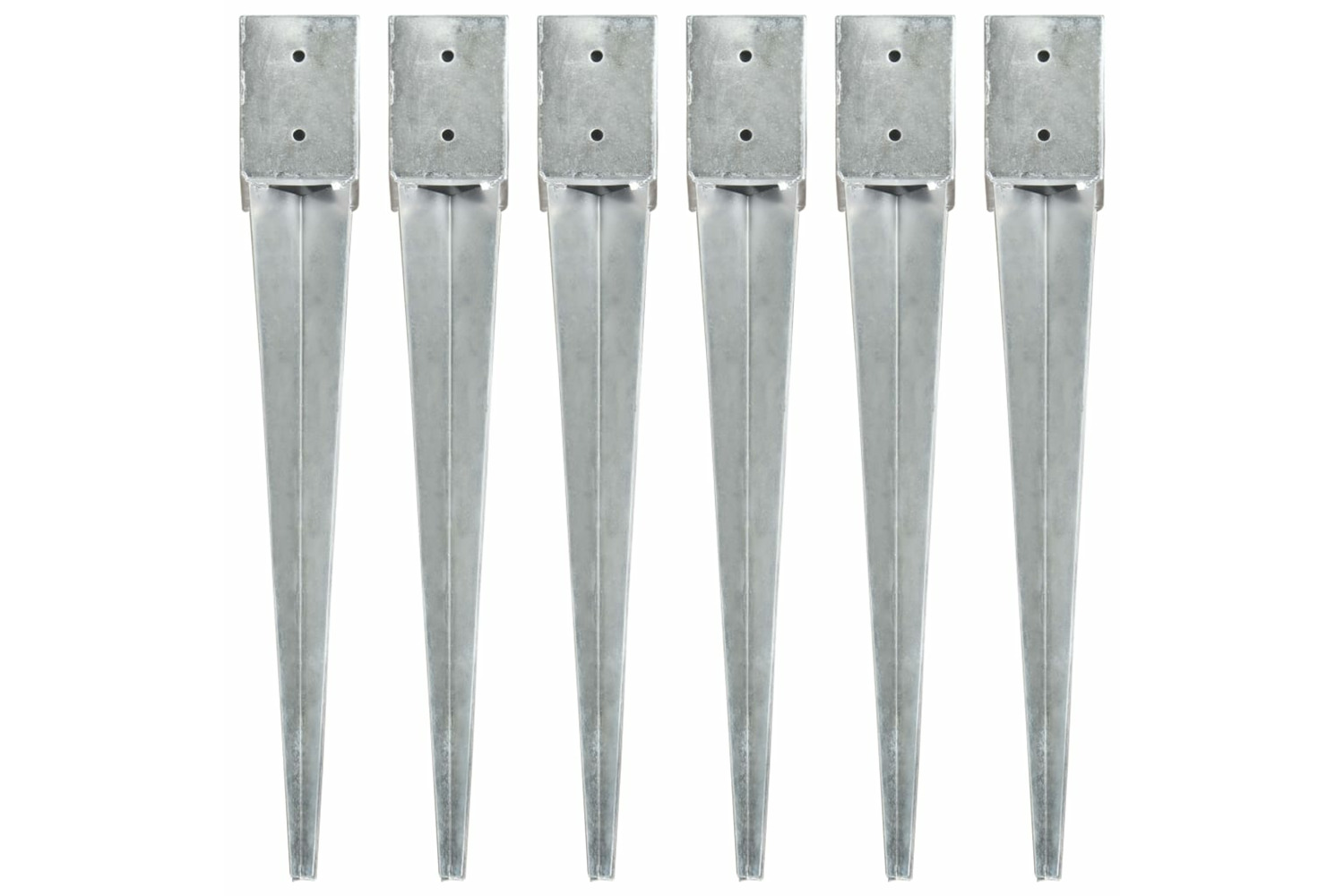 vidaXL 145420 Ground Spikes 6 Pcs Silver 10x10x76cm Galvanised Steel