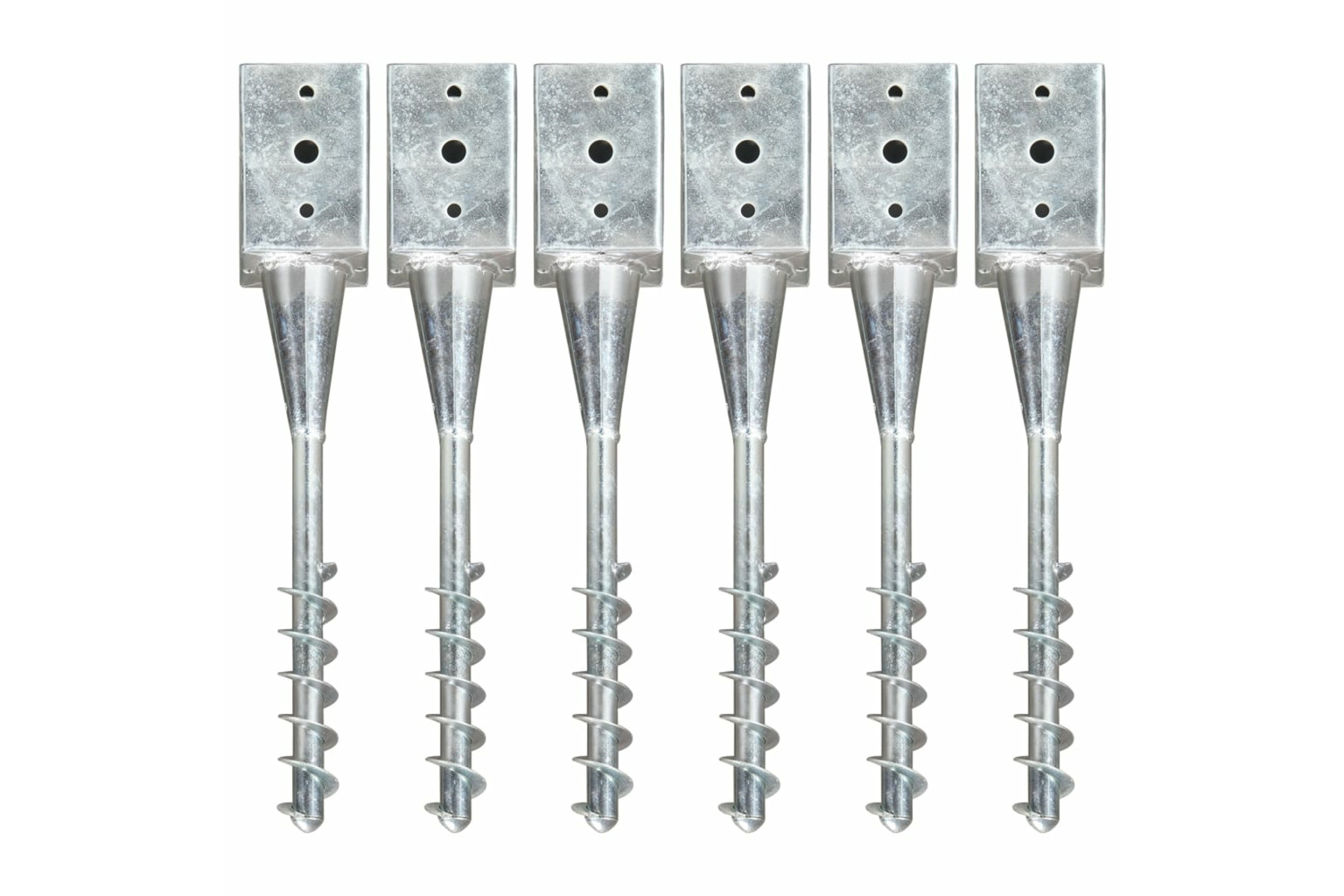 vidaXL 145440 Ground Spikes 6 Pcs Silver 9x9x56cm Galvanised Steel