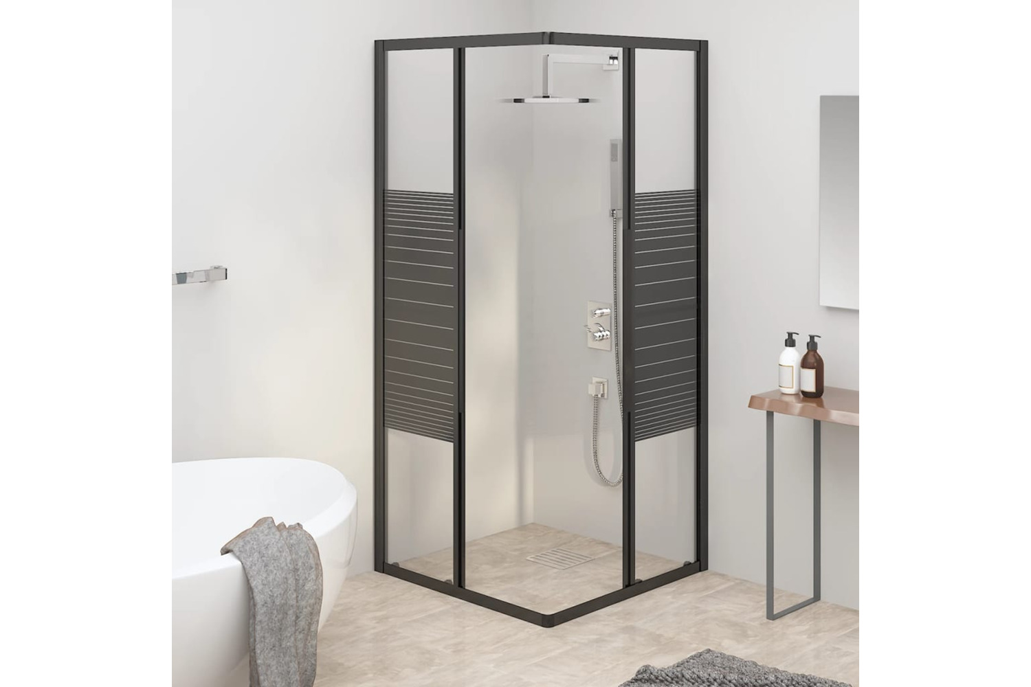 vidaXL 151849 Stripe Shower Cabin Esg 80x80x180cm Black