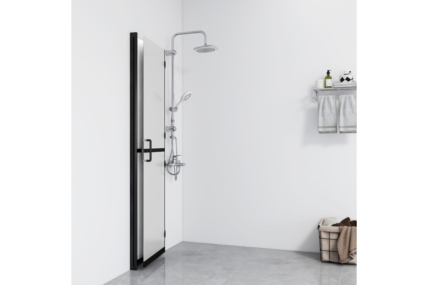 vidaXL 151195 Foldable Walk-in Shower Wall Frosted Esg Glass 100x190cm