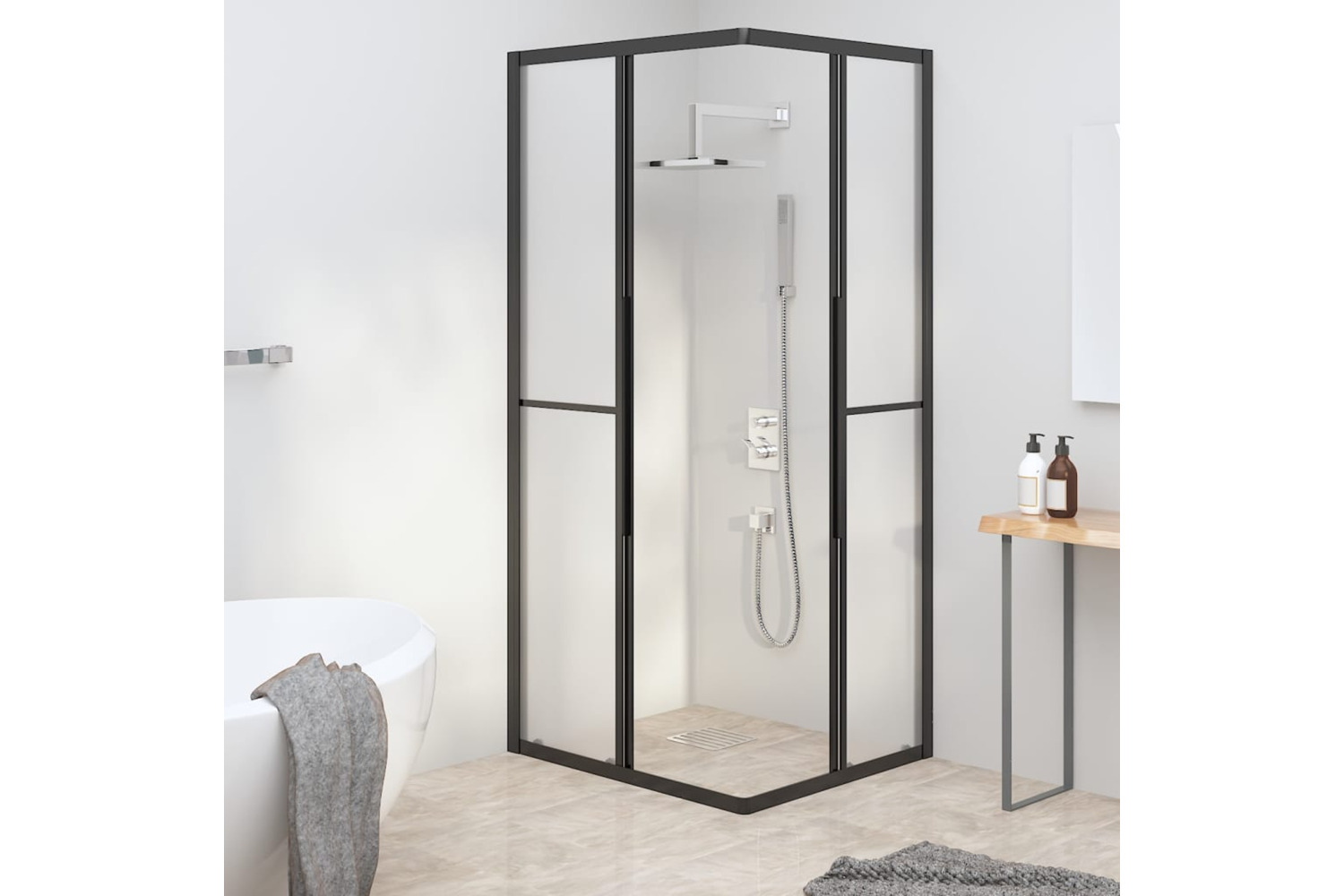 vidaXL 151858 Shower Cabin Frosted Esg 90x70x180cm Black