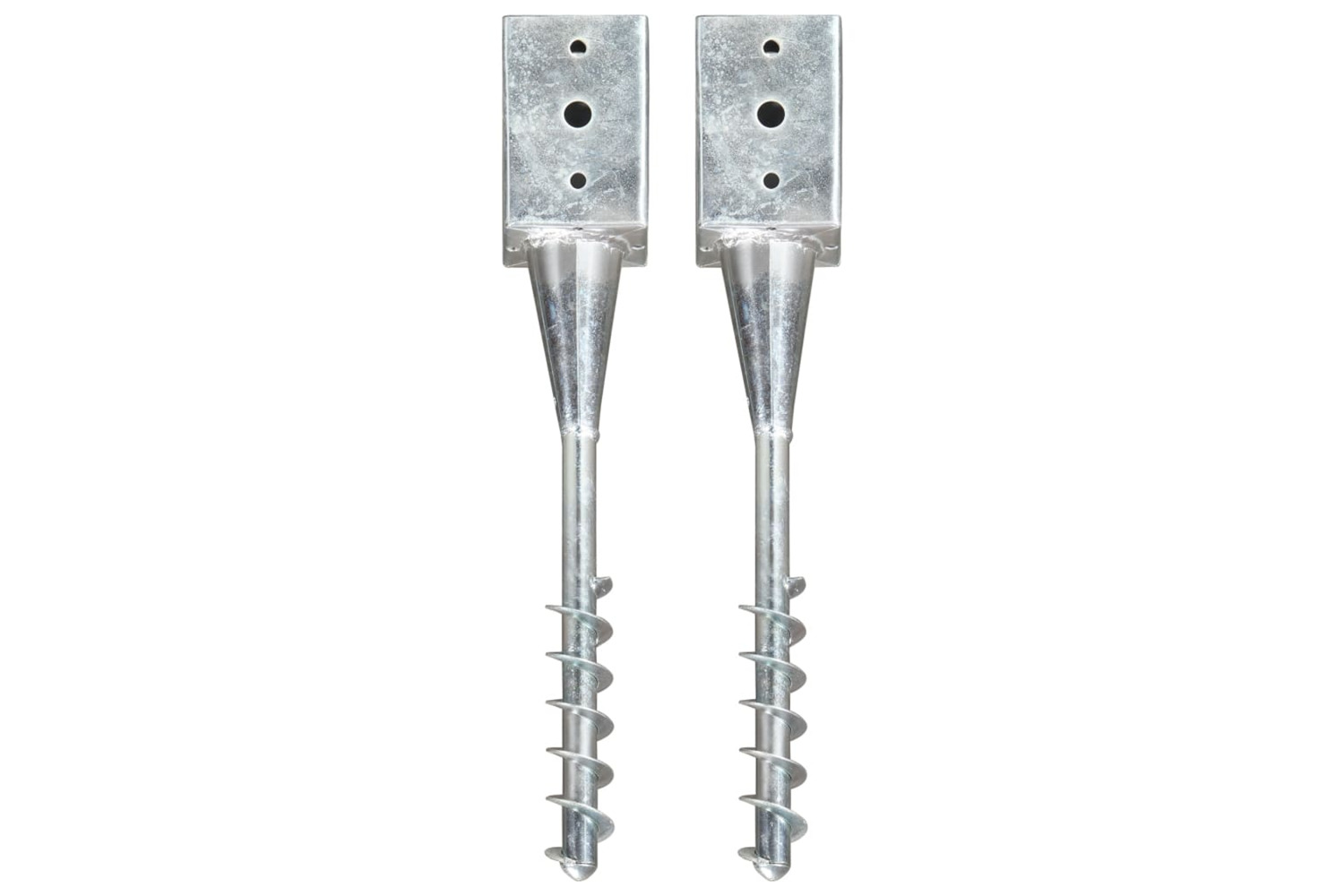 vidaXL 145439 Ground Spikes 2 Pcs Silver 9x9x56cm Galvanised Steel