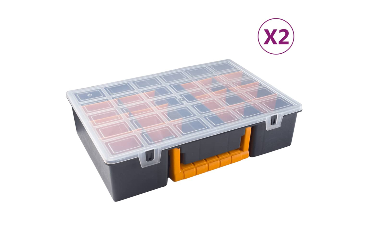 vidaXL 151836 Assortment Boxes 2 Pcs With Removable Dividers 360x250x85mm Pp