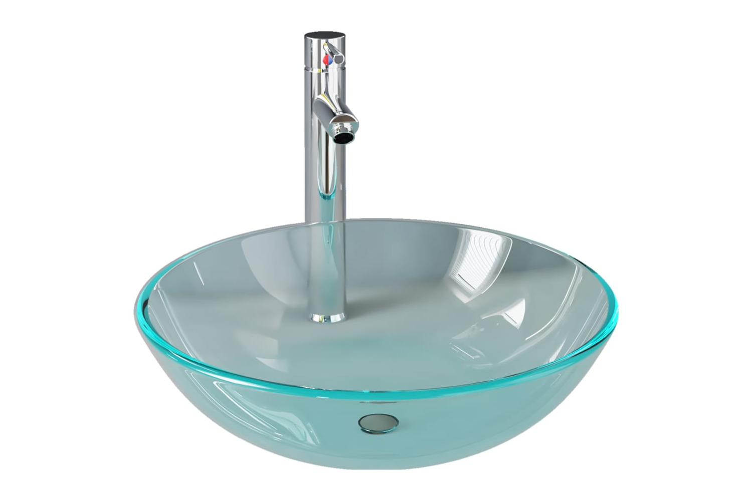 vidaXL 3098443 Bathroom Sink With Tap And Push Drain Clear Tempered Glass