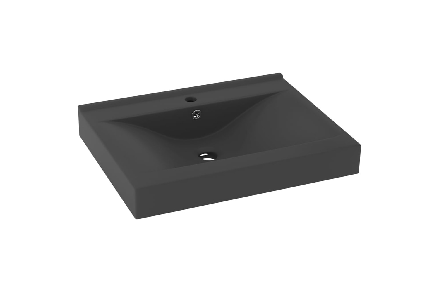 vidaXL 147027 Luxury Basin With Faucet Hole Matt Dark Grey 60x46cm Ceramic