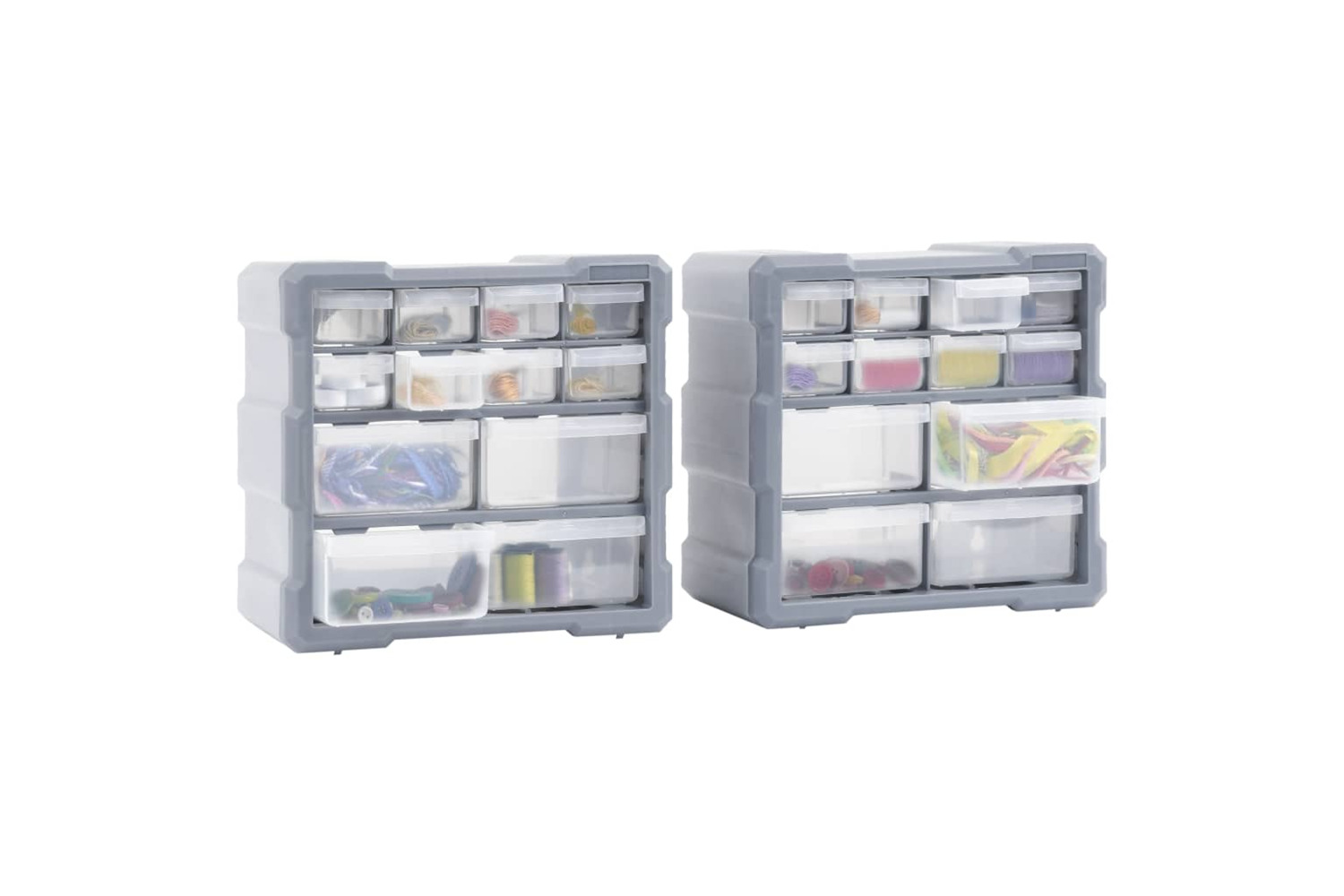 vidaXL 147582 Multi-drawer Organisers With 12 Drawers 2 Pcs 26.5x16x26cm