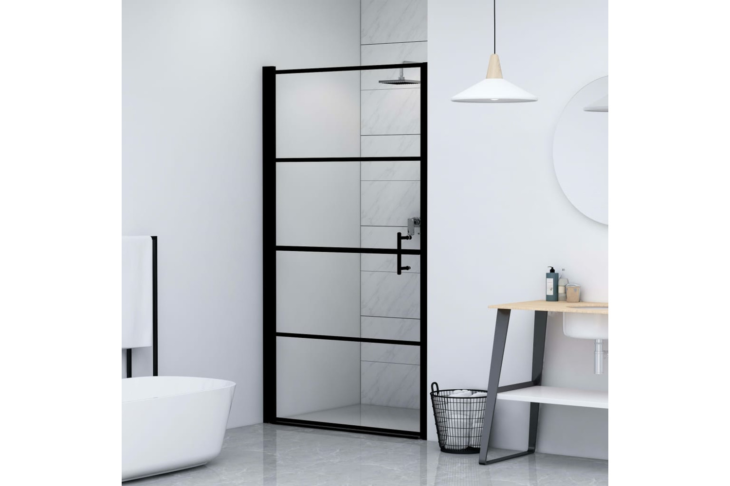 vidaXL 145672 Shower Door Tempered Glass 91x195cm Black